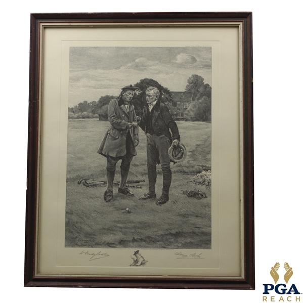 1917 W. Dendy Stadler & James Dobie Two (2) Golfers Print - Framed