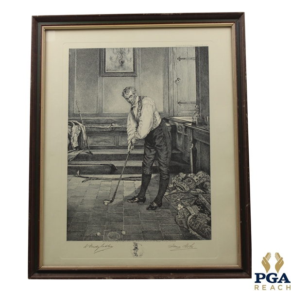 1915 W. Dendy Sadler & James Dobie Practicing Inside Print - Framed