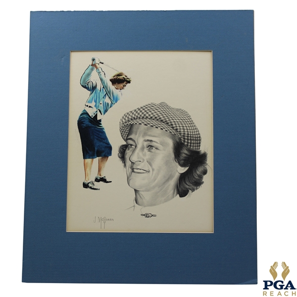 Babe Zaharias J. McQueen Original Sketch Portrait On Board