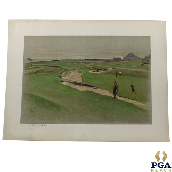 Artist Cecil Aldin Ltd Ed North Berwick Golf Course Original Color Lithograph
