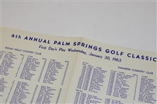 1963 Palm Springs Golf Classic First Day Pairing Sheet - Jack Nicklaus Win #4