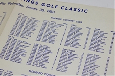 1963 Palm Springs Golf Classic First Day Pairing Sheet - Jack Nicklaus Win #4