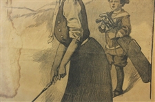 Vintage Lady Golfer w/Long Nose & Sand Tee w/Caddy Print by Florence England Nosworthy