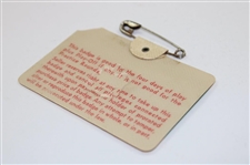 Gary Player Signed 1974 Masters Tournament SERIES Badge #23751 JSA ALOA