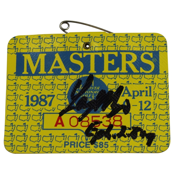 Larry Mize Signed 1987 Masters Tournament SERIES Badge #A08538 JSA ALOA