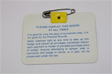Larry Mize Signed 1987 Masters Tournament SERIES Badge #A08538 JSA ALOA
