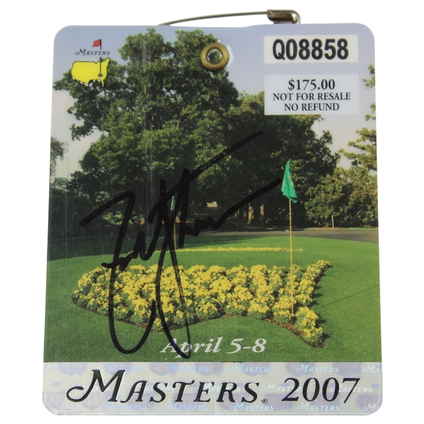 Zach Johnson Signed 2007 Masters Tournament SERIES Badge #Q08858 JSA ALOA
