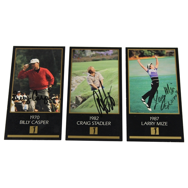 Billy Casper, Craig Stadler & Larry Mize Signed Masters GSV Golf Cards JSA ALOA