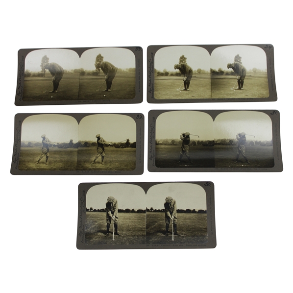 Five (5) Vintage Harry Vardon Bay State Publishing Golf Stereocards #389, #405, #406, #535 & #537