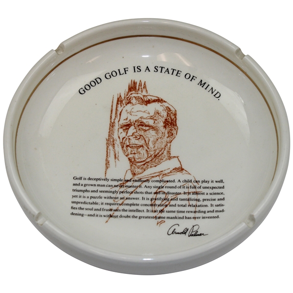 Arnold Palmer Collector Ashtray With Palmer Illustration And Quote