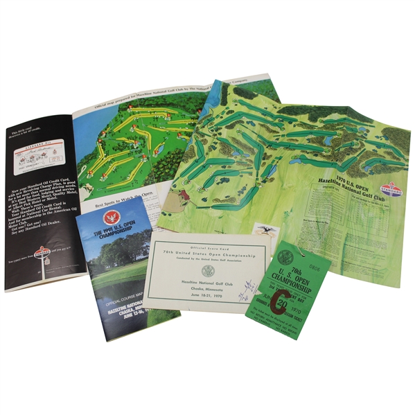1970 US Open At Hazeltine Ticket Score Card Pairings Sheet Course Map Tony Jacklin Winner 