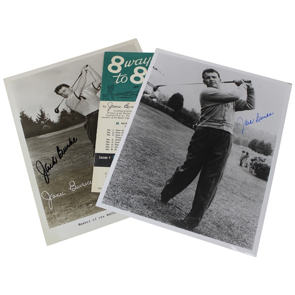 Two (2) Jack Burke Signed Statuesque B&W Photographs PGA & Masters Champion JSA ALOA