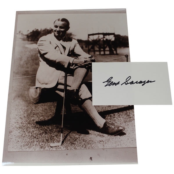 Gene Sarazen Signed Cut w/Sepia Tone Photo JSA ALOA