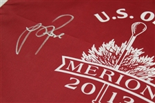Justin Rose Signed 2013 US Open at Merion Red Screen Flag JSA #CG26923