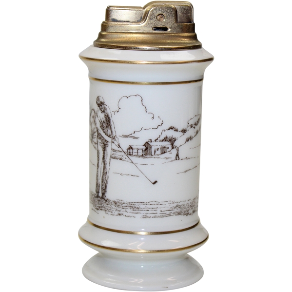 Classic Porcelain Golf Scene Lenox/Ronson Table Lighter