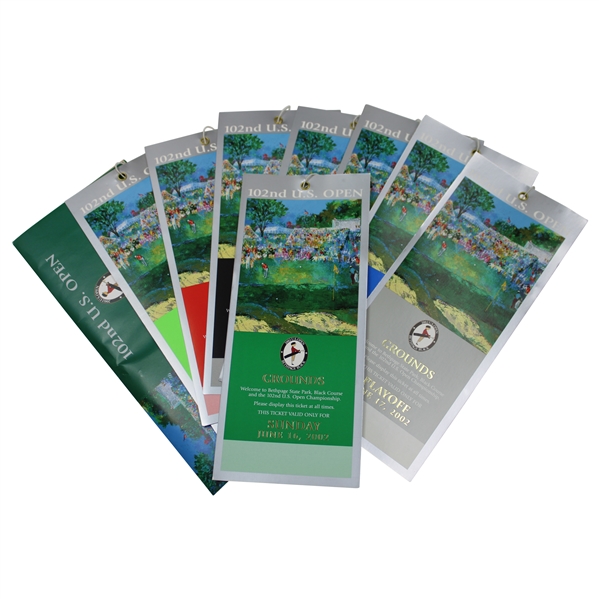 2002 US Open at Bethpage Black Full Ticket Set w/Envelope - Tiger Win!