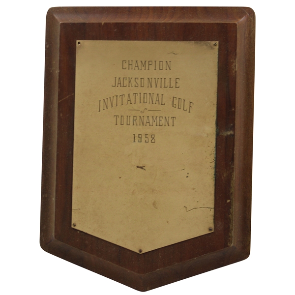 Jacky Cupits 1958 Jacksonville Invitational Golf Tournament Winner Plaque