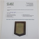 Jacky Cupit's 1958 Jacksonville Invitational Golf Tournament Winner Plaque