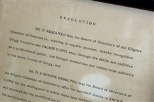 Jacky Cupit's 1963 Kilgore Chamber Of Commerce Recognition Of Jacky Culpit Resolution 