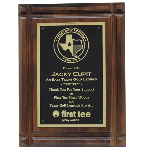 Jacky Cupits Texas Golf Legends Pro-Am Support Appreciation Plaque