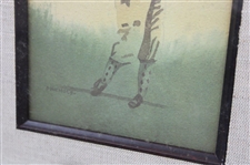 Post Swing Watercolor Print by Artist P. Nichols w/Neuman Wholesale Drug Co. - Framed