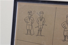 Vintage Golfers Drawing 'Golf, Golfier, Golfiest!' Print - Framed