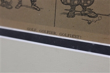 Vintage Golfers Drawing 'Golf, Golfier, Golfiest!' Print - Framed