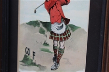 c.1900 Gof 'The Game Scotchmen Knock L Out Of' Print -Framed