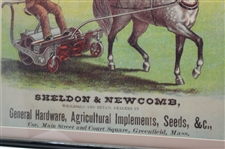 Facsimile of Sheldon & Newcomb General Hardware Advertisement - Framed - Reproduction