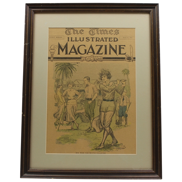1923 The Times Illustrated Magazine Lady Golfer On the Go with Jeanne Cover July 22nd - Framed