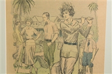1923 The Times Illustrated Magazine Lady Golfer 'On the Go with Jeanne' Cover July 22nd - Framed