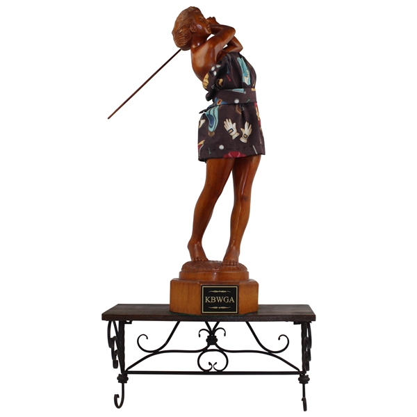 KBWGA Wooden Lady Golfer Post-Swing Statue