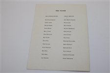 1969 Ryder Cup at The Prince of Wales Southport Dinner Menu