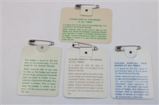 1982, 1983, 1984 & 1985 Masters Tournament SERIES Badges - Stadler, Seve, Crenshaw & Langer
