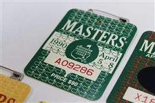 1987, 1988, 1989, 1990 & 1991 Masters Tournament SERIES Badges - Mize, Lyle, Faldo(x2) & Woosnam