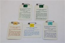 1987, 1988, 1989, 1990 & 1991 Masters Tournament SERIES Badges - Mize, Lyle, Faldo(x2) & Woosnam