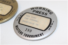 1981 & 1982 Masters Tournament Working Press Badges #190 & 189 - Issued to Ben Byrd