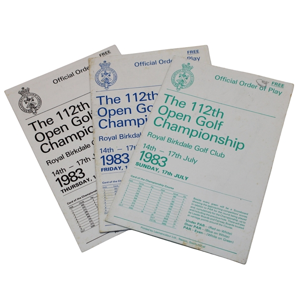 1983 Open Championship at Royal Birkdale Thursday, Friday & Sunday Pairing Sheets