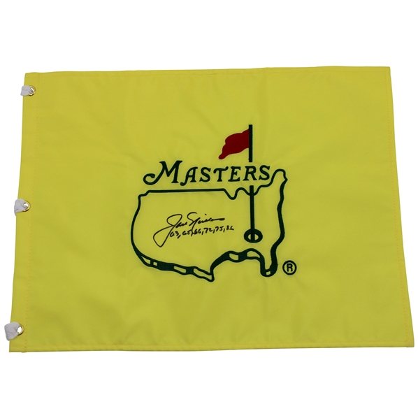 Jack Nicklaus Signed Undated Masters Embroidered Flag w/Years Won JSA ALOA