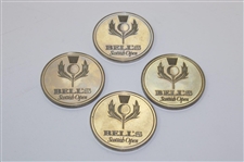 Four (4) Bell's Scottish Open Medallions in Original Felt Cases