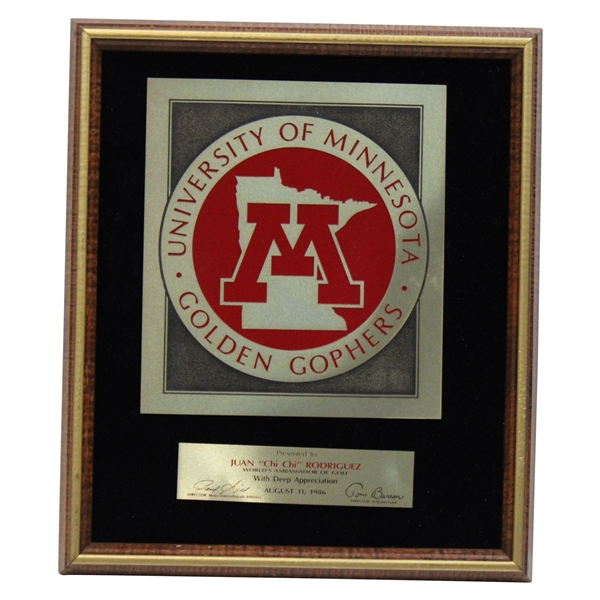Chi Chi Rodriguezs World Ambassador Of Golf Plaque From The University Of Minnesota 
