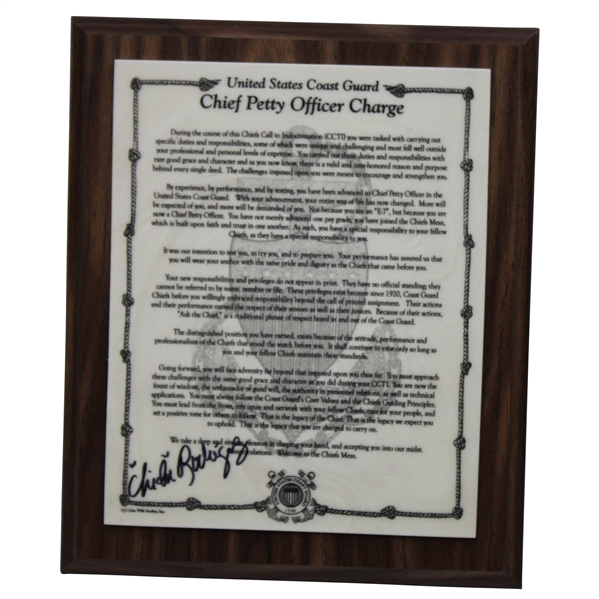 Chi Chi Rodriguez Signed United States Coast Guard Plaque JSA ALOA