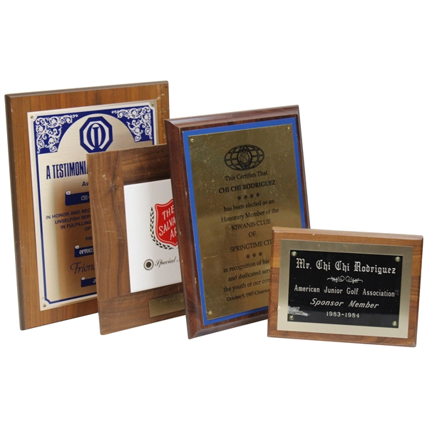 Four (4) Chi Chi Plaques/Awards - Junior Golf Assoc, Salvation Army & more