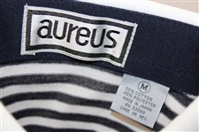 Chi Chi Rodriguez's Personal Aureus Navy & White Striped Polo w/Sponsor - M
