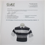 Chi Chi Rodriguez's Personal Aureus Navy & White Striped Polo w/Sponsor - M