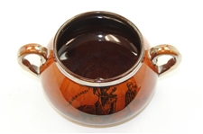 c.1900 Athlo Ware 'The New Caddy' Burslem England Silver Rimmed 2-Handle Bowl