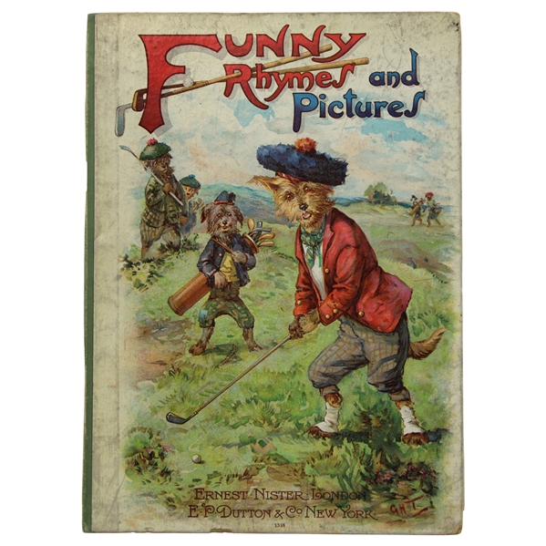 c.1907 Golf Themed Funny Rhymes & Pictures Book Cover Only - Ernest Nister, London
