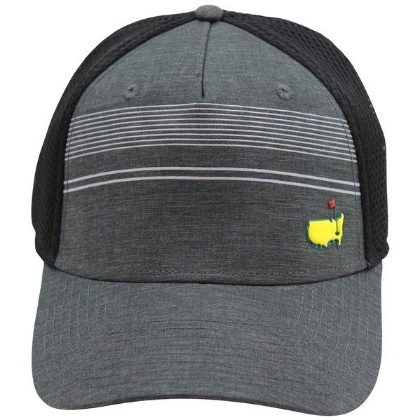 Augusta National GC Masters Tournament Grey w/White Lines & Black Mesh Yellow Logo Hat - New w/Tag