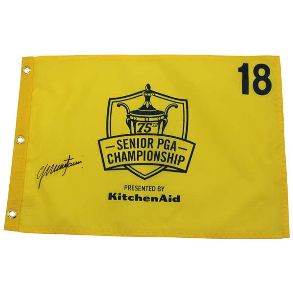 Colin Montgomerie Signed 2014 Senior PGA Championship Screen Flag JSA ALOA