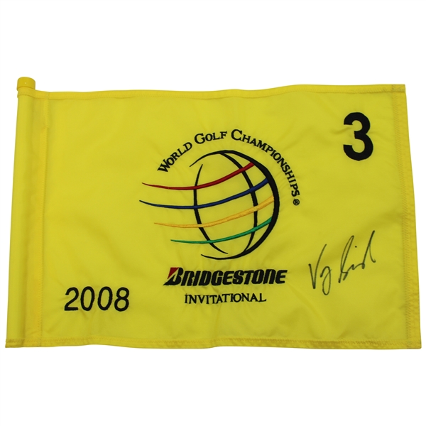 Vijay Singh Signed 2008 WGC Bridgestone Championship Used Hole #3 Flag w/COA & JSA ALOA